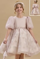 فستان اورجنزا تركي مع شنطة وطوق 3 - 9 سنوات