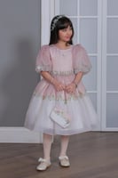 فستان اورجنزا تركي مع شنطة وطوق 3 - 9 سنوات