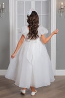 فستان بناتي مورد مع طوق من 6 الى 12 سنة