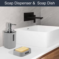 طقم اكسسوارات حمام من 4 قطع-رمادي