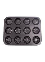 قالب كيك أسود غير لاصق للخبز، سعة 12 كوب