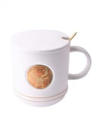 كوب فاخر بغطاء وملعقه ذهبيه بشكل رخامي