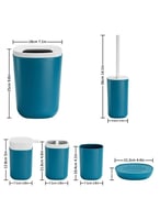 طقم اكسسوارات حمام من 6 قطع-أزرق/أبيض