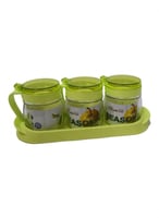 حافظات توابل زجاجية شفافة مع ملعقة مثقوبة