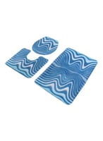 دعاسات حمام 3 قطع مانعة للانزلاق باللون الأزرق