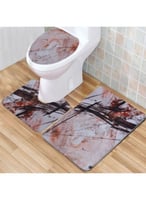 دعاسات حمام 3 قطع مانعة للانزلاق بنقوش فنية