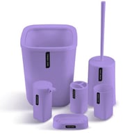 طقم اكسسوارات حمام من 6 قطع-بنفسجي