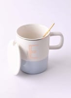 كوب قهوة سيراميك بألوان متنوعة مع غطاء وملعقة ذهبي...