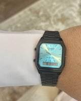 ساعة كاسيو casio vintage دبل تايم ازرق