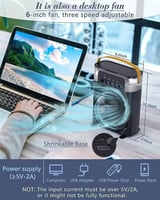 مروحة رذاذ الماء بخمس فتحات ، 3 سرعات هواء، مروحة...