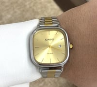 ساعة كاسيو casio LTP لونين ذهبي