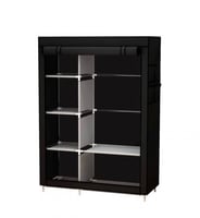 منظم خزانة ملابس محمول من قماش الكانفاس أسود