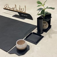 طقم ستاند لوحة اسم مكتبي بتصميم مميز اسود