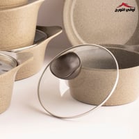 طقم قدور 12 قطعه جرانيت كوري ماركة نيوفلام بني فات...