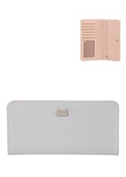 محفظة نسائية طويلة باللون الرمادي مع علامة صغيرة ع...