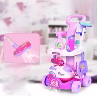 مكنسة للأطفال مع أدوات تنظيف تعمل بالبطاريات