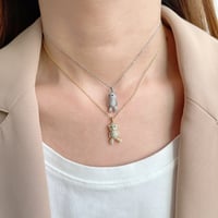 قلادة الدب من الفضة و أحجار الCZ المطلية بالروديوم