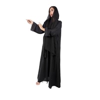 عباية كلوش سوداء كتان بكم مصفوط واسع مبطن بقماش اس...