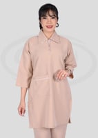 طقم عاملات منزلي خريفي بياقة مزخرفة