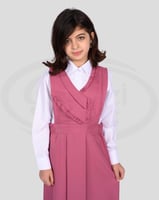 طقم مريول بناتي وردي ابتدائي مع قميص أبيض