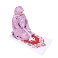 شرشف صلاة مع سجادة زهري احمر