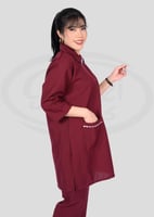 طقم عاملات منزلي خريفي بياقة مزخرفة