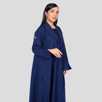 عباية لف رسمية دبل كلوش كحلي بكسرات جانبية F