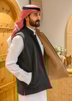 سديري جوخ أنيق دبل فيس لون رمادي غامق وجملي