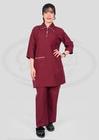 طقم عاملات منزلي خريفي بياقة مزخرفة