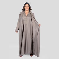 عباية نسائية عملية كتان بيج ببطانة داخلية متصله بي...