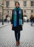 شال نسائي عصري بنقشة البلوكات الملونة