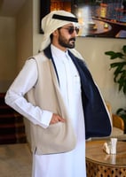 سديري كحلي وبيج دبل فيس بتصميم ياقة كلاسيكية فاخرة...