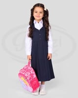 طقم مريول مع قميص روضة كحلي بتصميم أزرار أمامية ور...