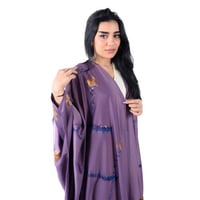 عباية لف فراشة بلون بنفسجي مطرز بالوان متنوعه خامت...
