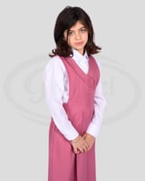 طقم مريول ابتدائي وردي مع قميص أبيض