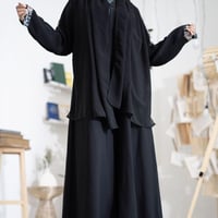 عباية كريب انترنت كلوش مطرزة زهور ملون على الكم و...