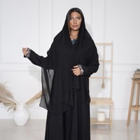 عباية كريب انترنت كلوش مطرزة زهور ملون على الكم و...