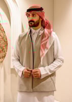 فيست رسمي بياقة صينية وجهين دبل فيس كحلي غامق وبيج...