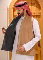 سديري جوخ أنيق دبل فيس لون رمادي غامق وجملي