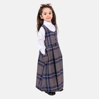 مريول روضة كاروهات رصاصي مع قميص أبيض