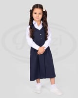 طقم مريول مع قميص روضة كحلي بتصميم أزرار أمامية ور...