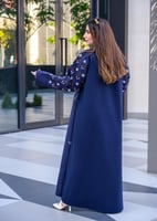 عباية ليالي الشتاء جوخ كحلي بطباعة نجوم بيضاء