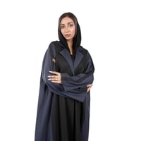 عباية كتان بليزر أسود مع تدخيلات قماش كحلي مع طرحه...