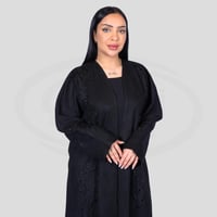 عباية لف سوداء مطرزة بالأسود شتوية خامه شمواه F