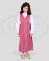 طقم مريول ابتدائي وردي مع قميص أبيض