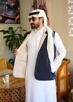 سديري كحلي وبيج دبل فيس بتصميم ياقة كلاسيكية فاخرة...