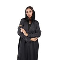 عباية كريب بليزر اسود بتموجات قماش باللون الاسود ا...