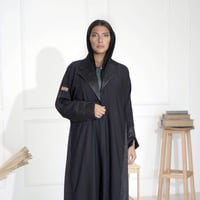 عباية سوداء لف كريب انترنت بليزر مع تدخيلات قماش ج...