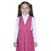 طقم مريول مدرسي أبتدائي بلون وردي فاتح مخطط من كنز...