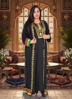 جلابية يوم التأسيس التراثية ثوب نشل أسود بتطريز مل...